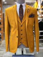 Load image into Gallery viewer, Mustard Slim-Fit Cotton  Suit Vest-baagr.myshopify.com-suit-BOJONI
