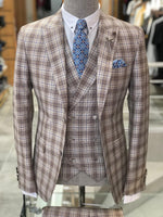 Load image into Gallery viewer, Branoss Slim-Fit Plaid Suit Vest Brown-baagr.myshopify.com-suit-BOJONI
