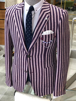 Load image into Gallery viewer, Pinkos Slim-Fit Striped Suit Vest Claret red-baagr.myshopify.com-suit-BOJONI
