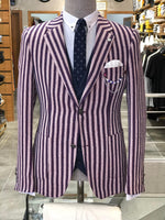 Load image into Gallery viewer, Pinkos Slim-Fit Striped Suit Vest Claret red-baagr.myshopify.com-suit-BOJONI
