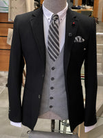 Load image into Gallery viewer, Slim-Fit Cotton Suit Vest Black-baagr.myshopify.com-suit-BOJONI
