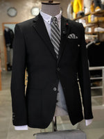 Load image into Gallery viewer, Slim-Fit Cotton Suit Vest Black-baagr.myshopify.com-suit-BOJONI
