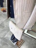 Load image into Gallery viewer, Kukoss  Slim-Fit Striped Suit Vest Ecru-baagr.myshopify.com-suit-BOJONI
