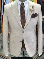 Load image into Gallery viewer, Garo Slim-Fit Wool Suit Vest Beige-baagr.myshopify.com-suit-BOJONI

