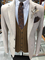 Load image into Gallery viewer, Garo Slim-Fit Wool Suit Vest Beige-baagr.myshopify.com-suit-BOJONI
