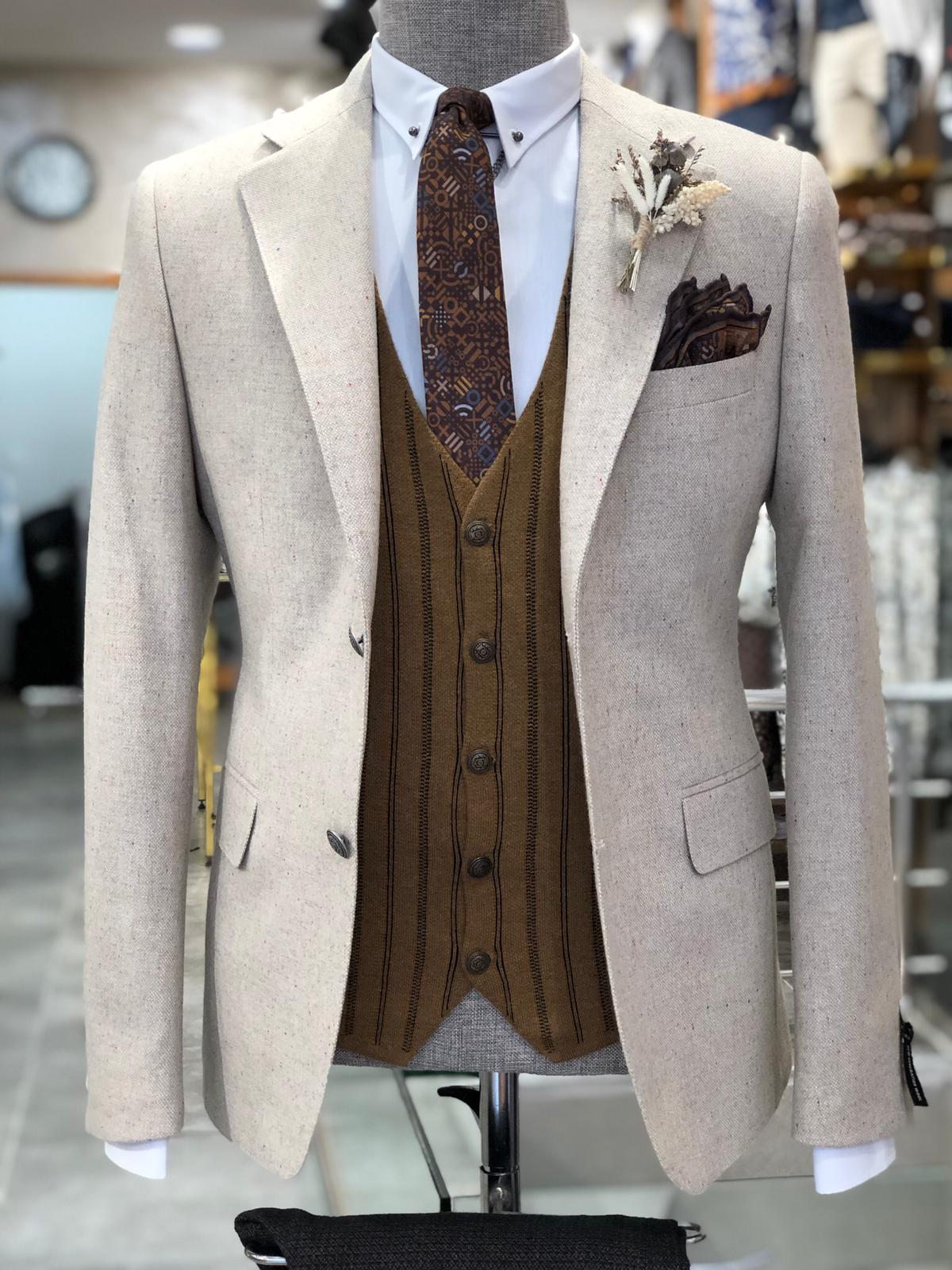 Garo Slim-Fit Wool Suit Vest Beige-baagr.myshopify.com-suit-BOJONI