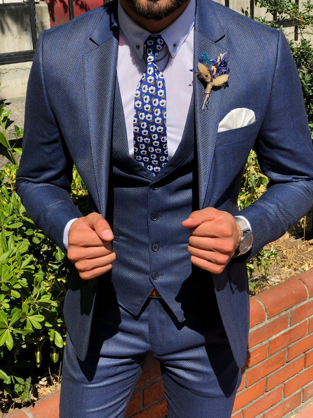 William Slim-Fit Plaid Suit in Blue-baagr.myshopify.com-suit-BOJONI