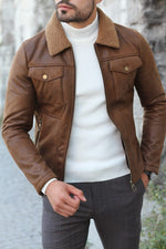 Load image into Gallery viewer, Alonso Leather Coat With Collar Fur-baagr.myshopify.com-Jacket-BOJONI

