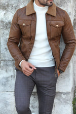 Load image into Gallery viewer, Alonso Leather Coat With Collar Fur-baagr.myshopify.com-Jacket-BOJONI
