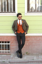 Load image into Gallery viewer, Bando Slim-Fit Wool Plaid Jacket Khaki-baagr.myshopify.com-blazers-BOJONI
