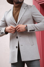 Load image into Gallery viewer, Slim-Fit Wool Coat Stone-baagr.myshopify.com-Jacket-BOJONI
