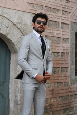 Load image into Gallery viewer, Bojo Slim-Fit Patterned Suit Grey ( BIG SIZES )-baagr.myshopify.com-suit-BOJONI
