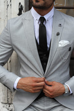 Load image into Gallery viewer, Bojo Slim-Fit Patterned Suit Grey ( BIG SIZES )-baagr.myshopify.com-suit-BOJONI
