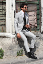 Load image into Gallery viewer, Bojo Slim-Fit Patterned Suit Grey ( BIG SIZES )-baagr.myshopify.com-suit-BOJONI
