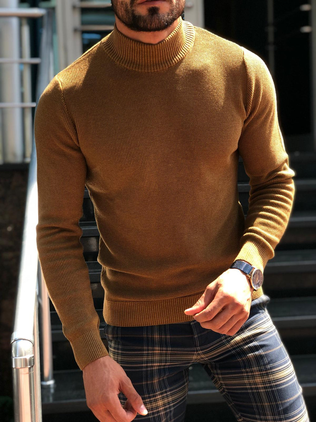 Slim-Fit Turtleneck Knitwear Camel-baagr.myshopify.com-sweatshirts-BOJONI