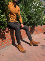 Load image into Gallery viewer, Slim-Fit Polo Sweater Camel-baagr.myshopify.com-sweatshirts-BOJONI
