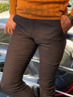 Load image into Gallery viewer, Malacan Slim-fit Patterned Pants Camel-baagr.myshopify.com-Pants-BOJONI
