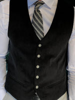 Load image into Gallery viewer, Slim-Fit Velvet Vest Black-baagr.myshopify.com-suit-BOJONI
