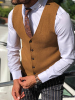 Load image into Gallery viewer, Slim-Fit Patterned Knitwear Vest Tobacco-baagr.myshopify.com-suit-BOJONI
