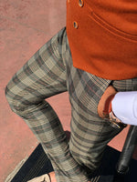 Load image into Gallery viewer, Carlos Slim-fit Plaid Fabric Pants Camel-baagr.myshopify.com-Pants-BOJONI
