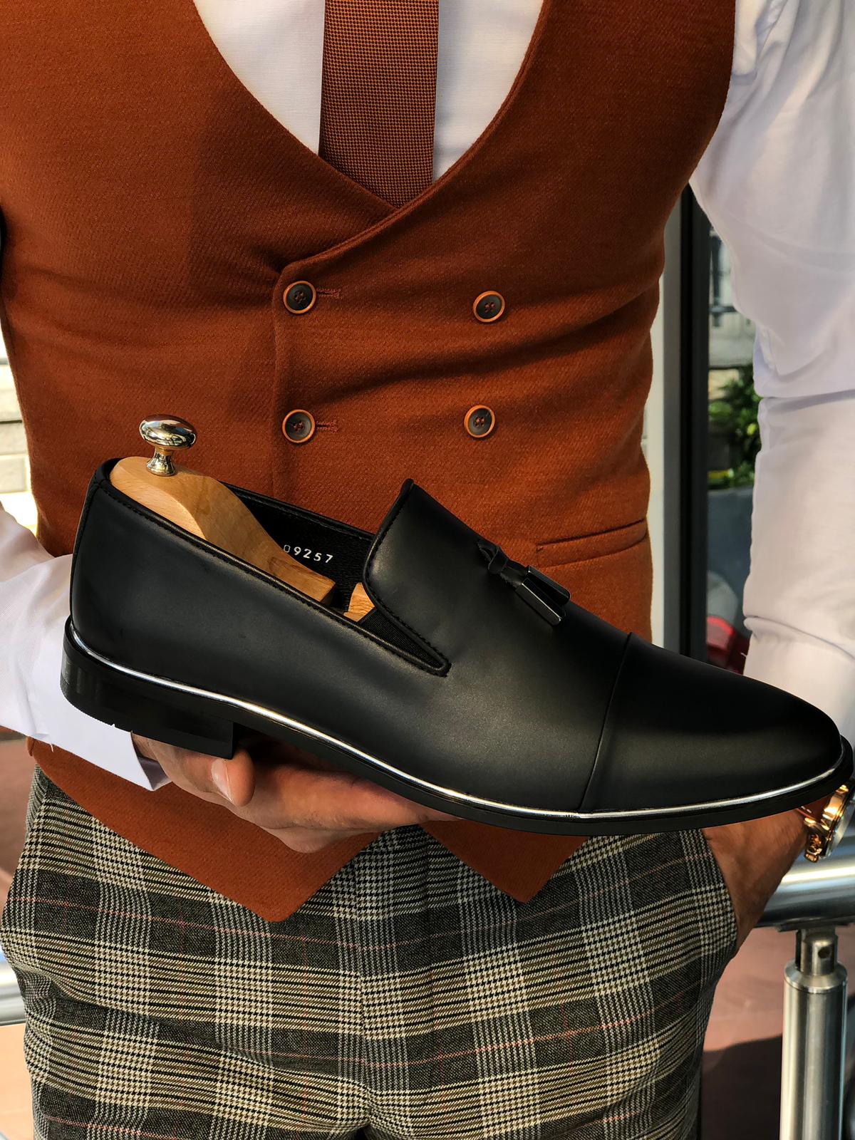 Bojoni Uluwatu Special Design Patent Leather Black Classic Shoes