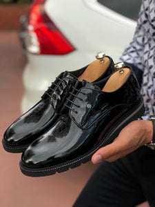 Patent Lace up Leather Shoes Black BOJONI