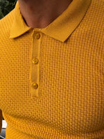 Load image into Gallery viewer, Carlos Slim-Fit Polo Sweater Mustard-baagr.myshopify.com-sweatshirts-BOJONI
