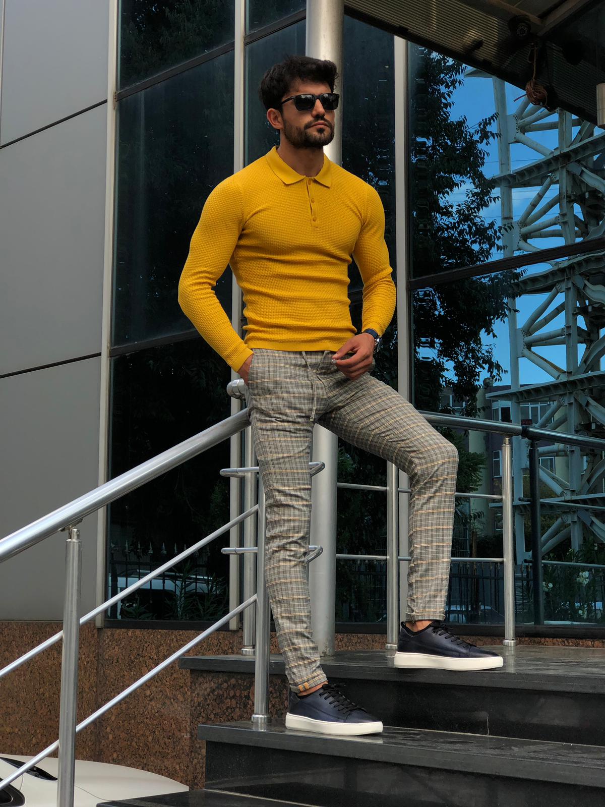 Carlos Slim-Fit Polo Sweater Mustard-baagr.myshopify.com-sweatshirts-BOJONI