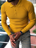 Load image into Gallery viewer, Carlos Slim-Fit Polo Sweater Mustard-baagr.myshopify.com-sweatshirts-BOJONI
