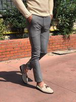 Load image into Gallery viewer, Slim-fit Striped Pants Grey-baagr.myshopify.com-Pants-BOJONI
