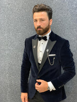 Load image into Gallery viewer, Mans Slim Fit Tuxedo Navy Blue-baagr.myshopify.com-1-brabion

