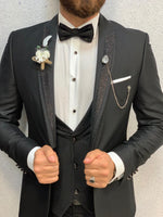Load image into Gallery viewer, Santos Slim Fit Tuxedo Black-baagr.myshopify.com-1-brabion
