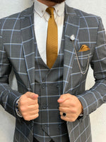 Load image into Gallery viewer, Cris Slim Fit Plaid Suit Navy-baagr.myshopify.com-1-BOJONI
