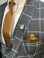 Load image into Gallery viewer, Cris Slim Fit Plaid Suit Navy-baagr.myshopify.com-1-BOJONI
