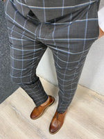 Load image into Gallery viewer, Cris Slim Fit Plaid Suit Navy-baagr.myshopify.com-1-BOJONI
