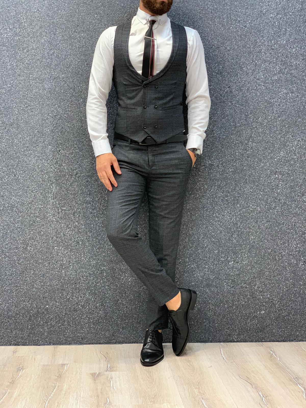 Louis Slim Fit Plaid Suit Dark Gray-baagr.myshopify.com-1-BOJONI