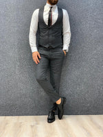 Load image into Gallery viewer, Louis Slim Fit Plaid Suit Dark Gray-baagr.myshopify.com-1-BOJONI
