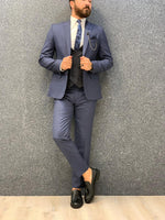 Load image into Gallery viewer, Kinda  Slim Fit Plaid Suit Navy-baagr.myshopify.com-1-BOJONI
