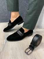 Load image into Gallery viewer, Buckled Suede Shoes Black-baagr.myshopify.com-shoes2-BOJONI
