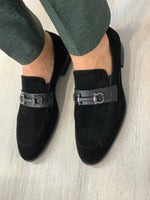 Load image into Gallery viewer, Buckled Suede Shoes Black-baagr.myshopify.com-shoes2-BOJONI

