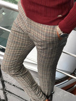 Load image into Gallery viewer, Major Slim-Fit Plaid Pants Gray-baagr.myshopify.com-Pants-BOJONI
