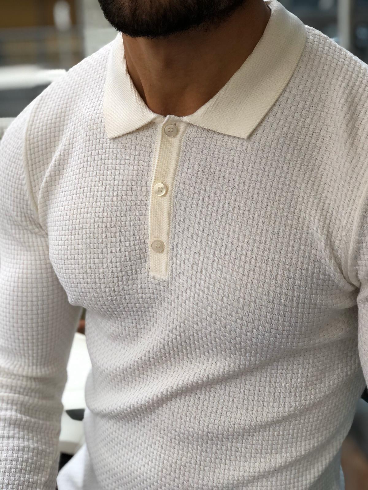 Carlos Slim-Fit Polo Sweater White-baagr.myshopify.com-sweatshirts-BOJONI