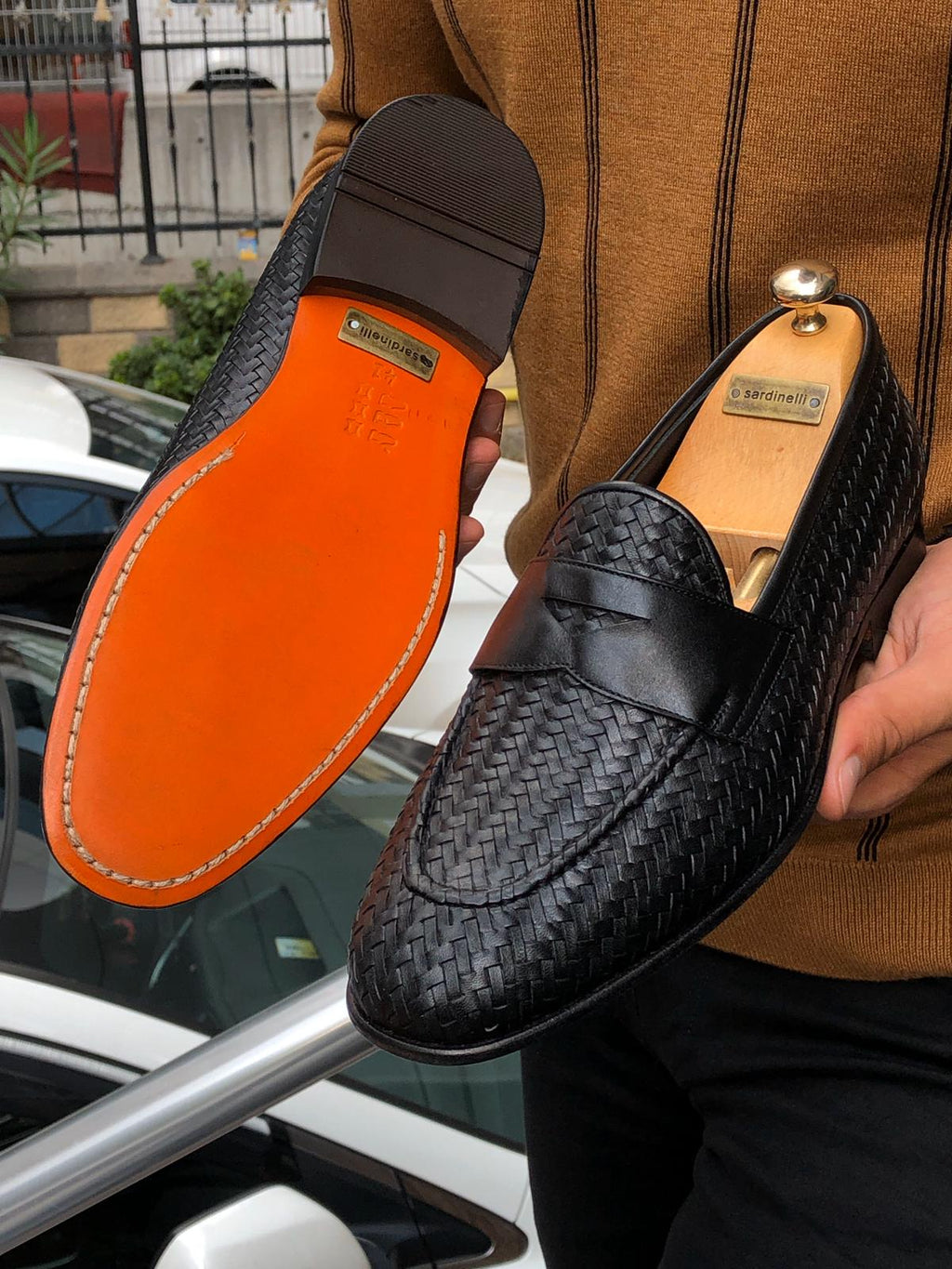 Knitted Leather Sardinelli Loafers Black-baagr.myshopify.com-shoes2-BOJONI