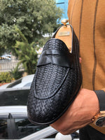 Load image into Gallery viewer, Knitted Leather Sardinelli Loafers Black-baagr.myshopify.com-shoes2-BOJONI
