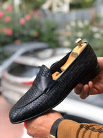 Load image into Gallery viewer, Knitted Leather Sardinelli Loafers Black-baagr.myshopify.com-shoes2-BOJONI
