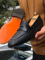 Load image into Gallery viewer, Knitted Leather Sardinelli Loafers Black-baagr.myshopify.com-shoes2-BOJONI

