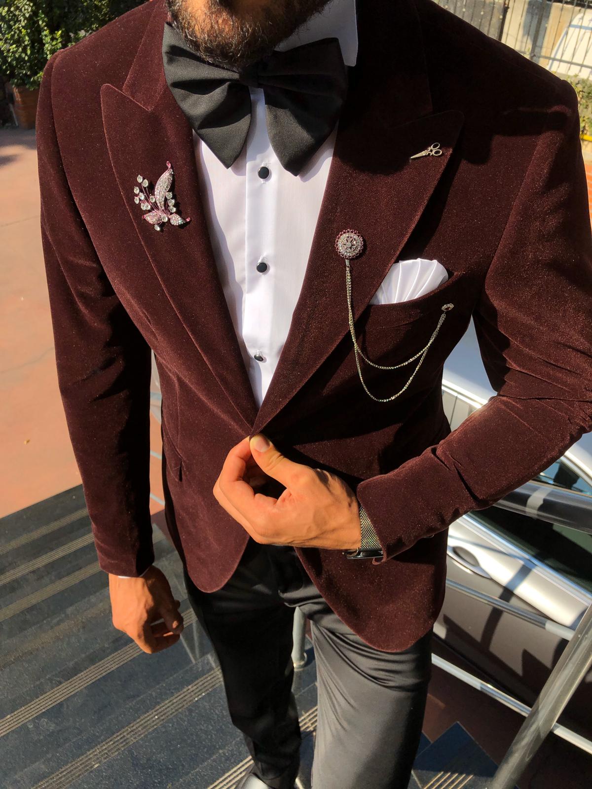 Slim-Fit Velvet Tuxedo Claretred-baagr.myshopify.com-suit-BOJONI