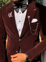 Load image into Gallery viewer, Slim-Fit Velvet Tuxedo Claretred-baagr.myshopify.com-suit-BOJONI
