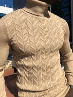 Load image into Gallery viewer, Calvin Slim-Fit Turtleneck Knitwear Beige-baagr.myshopify.com-sweatshirts-BOJONI
