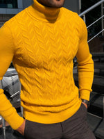 Load image into Gallery viewer, Calvin Slim-Fit Turtleneck Knitwear Yellow-baagr.myshopify.com-sweatshirts-BOJONI
